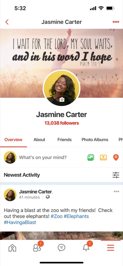 A member profile on Savior Connect